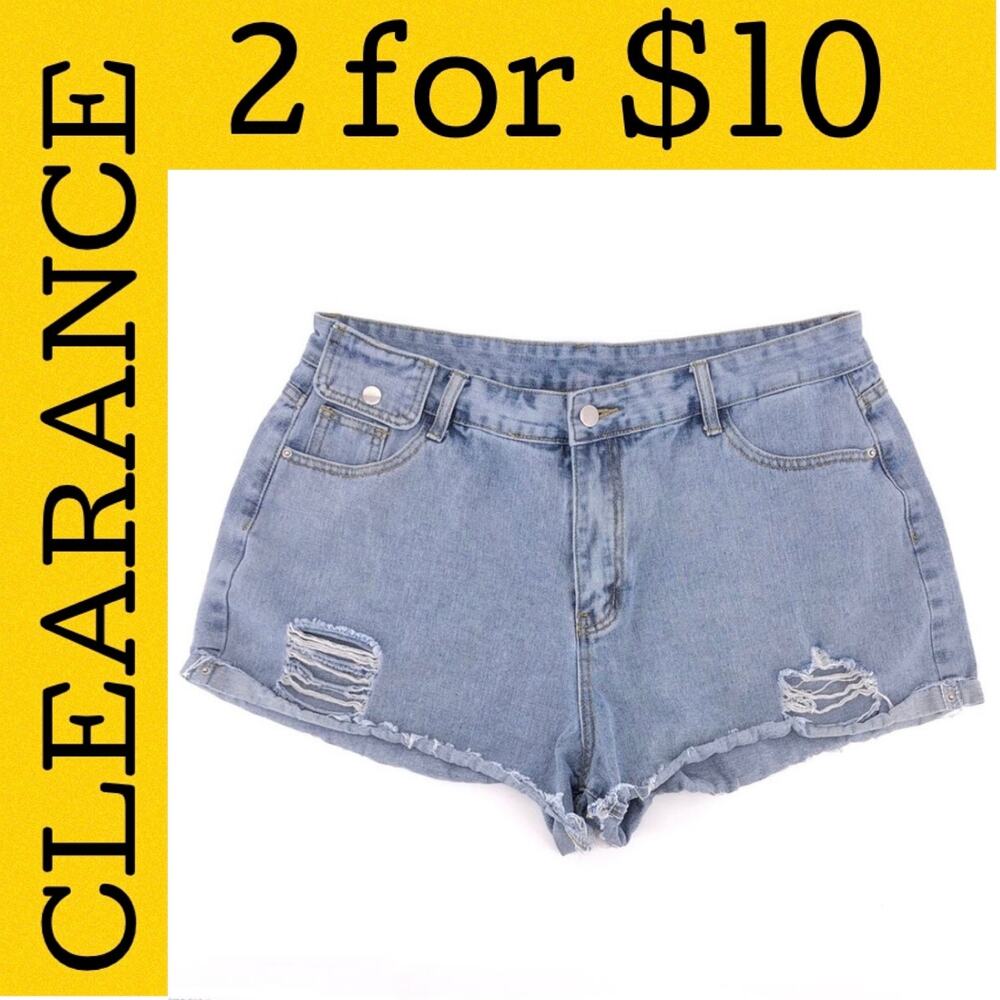 🟡 Shein distressed denim shorts